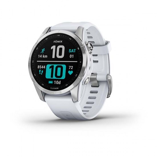 Garmin fēnix® 7S, Silver with Whitestone Band