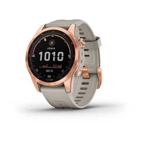 Garmin fēnix® 7S Solar, Rose Gold with Light Sand Band